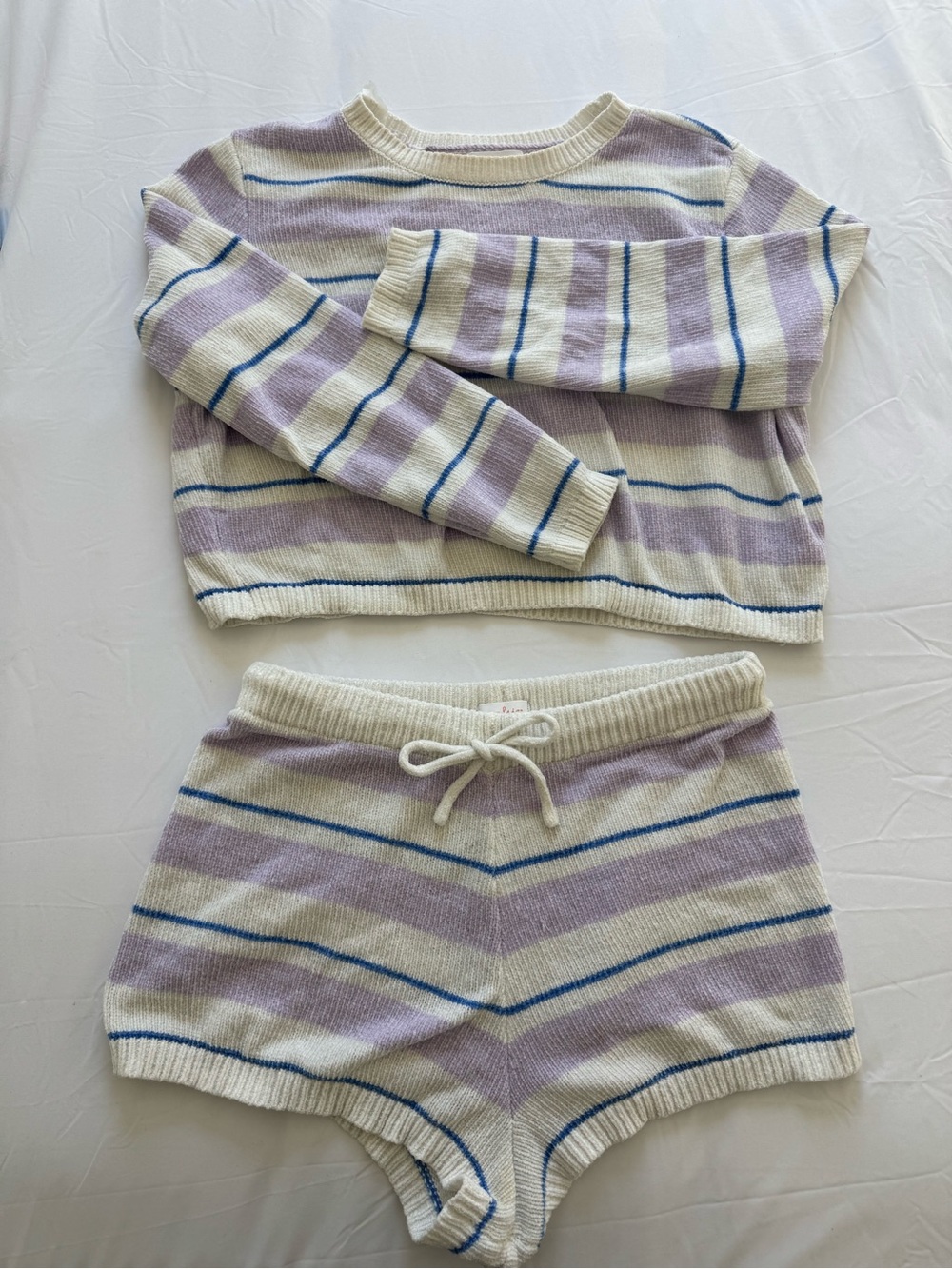 Colsie Lavender, Cream & Blue Striped Knit Lounge Set